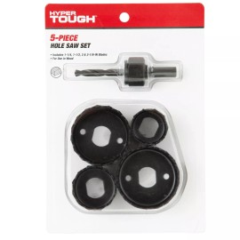HYPER Tough 5 Pc Hole Saw Set 3/8" Arbor Carbon Steel Hyper Tough 3580 1-1/4 - 2-1/8