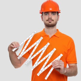 Terbold 2pk Folding Ruler Yard Stick | 6ft Imperial 2m Metric Measuring Stick | Durable Fiberglass Foldable Yardstick Tape Measure Construction Rulers