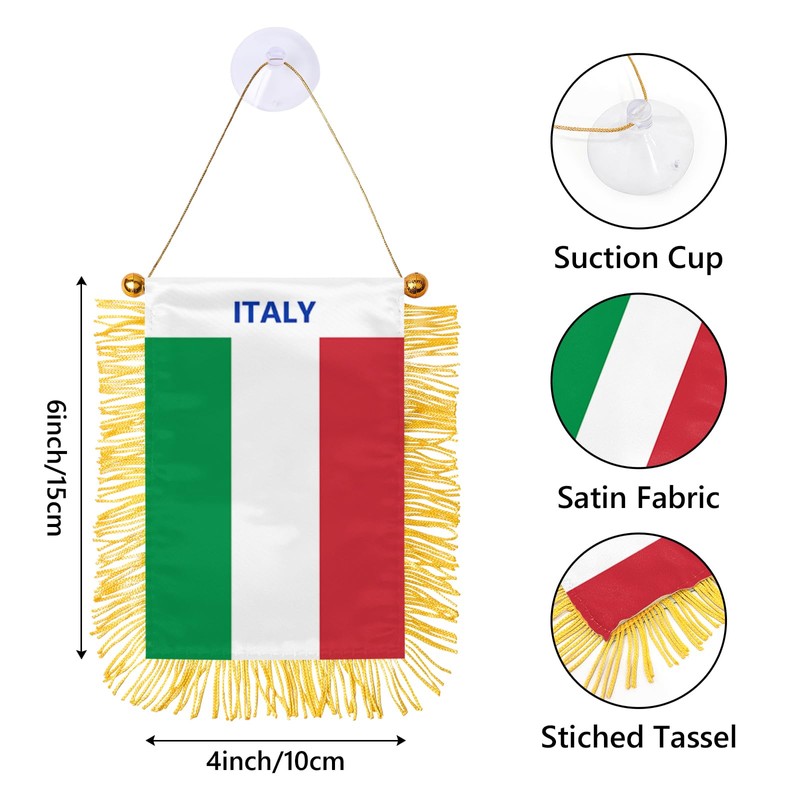 Italy Fringy Hanging Flag Double Sided Small Mini Italy Flag