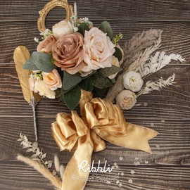 Ribbli Champagne Gold Satin Wired Ribbon 2.5 Inch Champagne Christmas Ribbon for Gift Wrapping Wreaths Garland Tree Decoration Crafts Home Decor-Continous 20 Yards