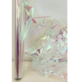 Clear Iridescent Cellophane Wrapping Gift Paper Opal Translucent Cello Birthday Hamper Wrap film Fairy Wings See-through Plastic Luxury Covering Tinted Window Present Basket Box Cellulose 2m 2 meters