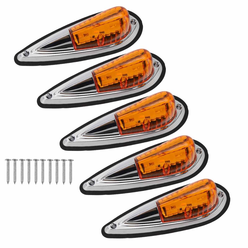 12V 24V 5 Pcs Amber Cab Roof Marker Lights Waterproof