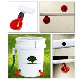 GOTOTOP Paquete de 10 vasos automáticos de plástico para aves de corral, codorniz, pollo, gallina, bebedero, plástico rojo, patios traseros, pato, pájaro, codorniz, paloma, gallina, alimentador de agua