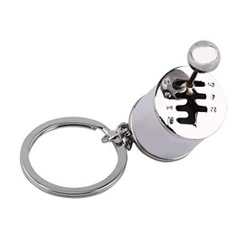 Oumefar Transmission Key Ring, Creative Car Gear Lever Model Key Ring Made of Metal Alloy Key Rings in the Shape of Car Parts (Silver)