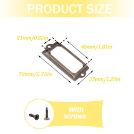 Yosawo Pack of 30 Metal Label Holders Antique Furniture Drawer Cabinet Card Frame Holders with Screws for Filing Cabinet Office Drawer Cabinet in Pharmacist Cabinet (70 x 33 mm/Red Bronze)