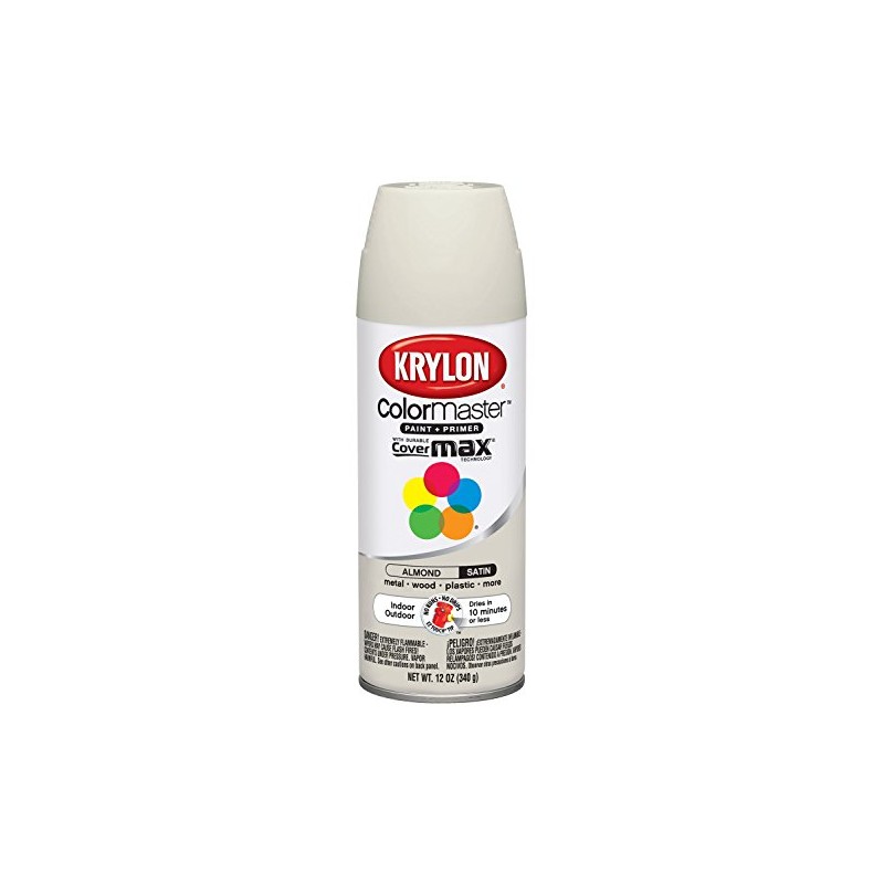 Krylon K05351107 ColorMaster Paint + Primer, Satin, Almond, 12 oz.