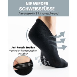 HELDENWERK 10 Pairs of Socks for Men and Women - Invisible Trainer Socks Breathable & Comfortable - Socks in Black, White, Grey, 10 x black.