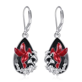 YFN Black Tourmaline Earrings Sterling Silver Dangle Drop Leverback Earrings Crystal Healing Jewelry Spiritual Protection Gifts for Women, Normal, Sterling Silver, No Gemstone