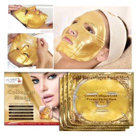 Crystal Collagen Gold Gel Face Mask 24k - Lujosa Mascarilla de Gel Antienvejecimiento - Mascarilla de Tela - Hidratante y Rejuvenecedora - Reduce Líneas Finas, Ojeras y Ojos Hinchados