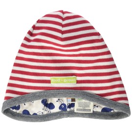 loud + proud Unisex Children's Reversible Hat, GOTS Certified Beanie Hat, Tomato