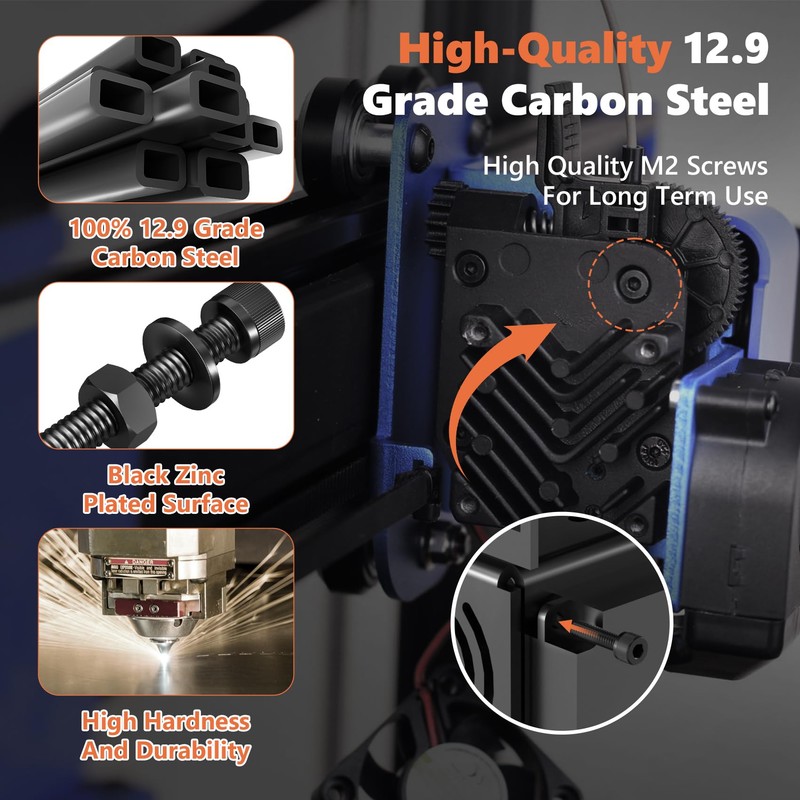 780Pcs M2 Nuts and Bolts Set, Black Hex Socket Head