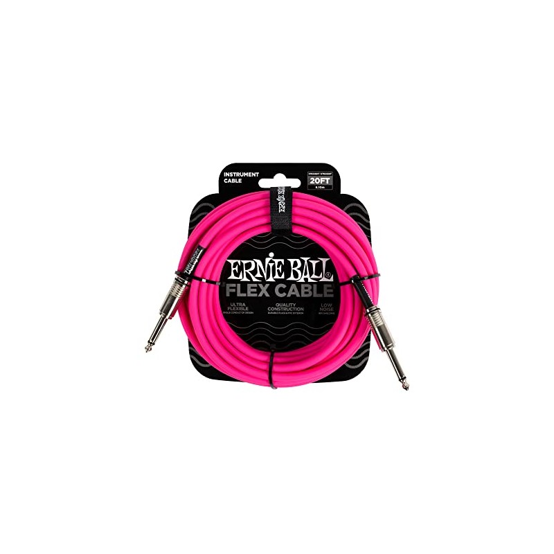 Ernie Ball Flex Instrument Cable Straight/Straight 20ft - Pink