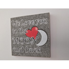 Decorative Love Quote Fridge Magnet, 8 cm x 8 cm, Grey with Red Heart Design