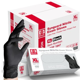 Basic Medical Black Nitrile Exam Gloves - 5 Mil - Latex-Free & Powder-Free - NGPF 1047 (Case of 1,000), Xtra Large