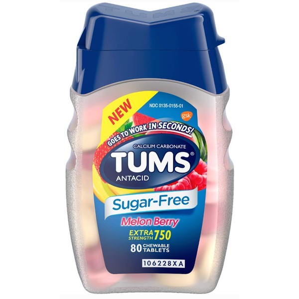 Tums Melon Berry, Sugar Free, 80 Chewable Tablets