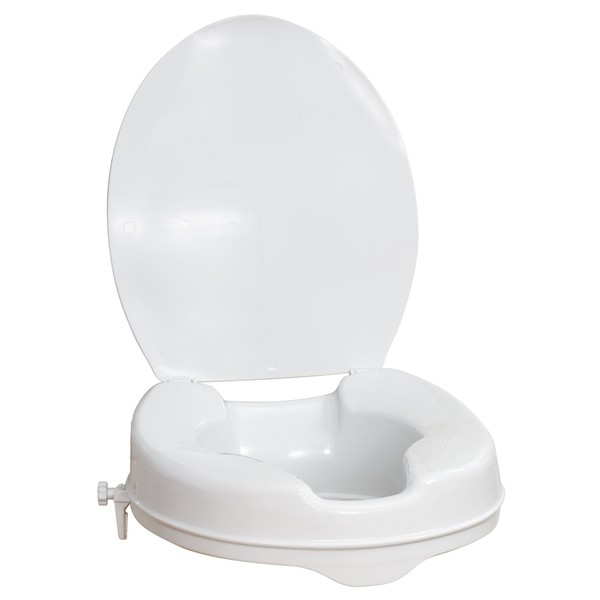 AquaSense Raised Toilet Seat with Lid, White, 2.5 Inches