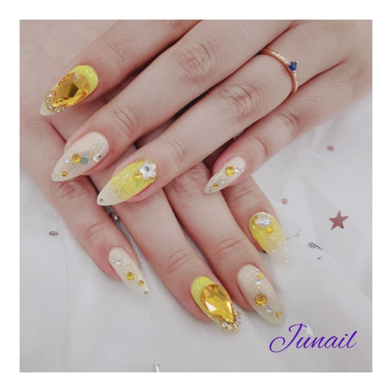 ❣️ Sunflower 2 Handmade Nail Tips ✨ - Long Ballerina