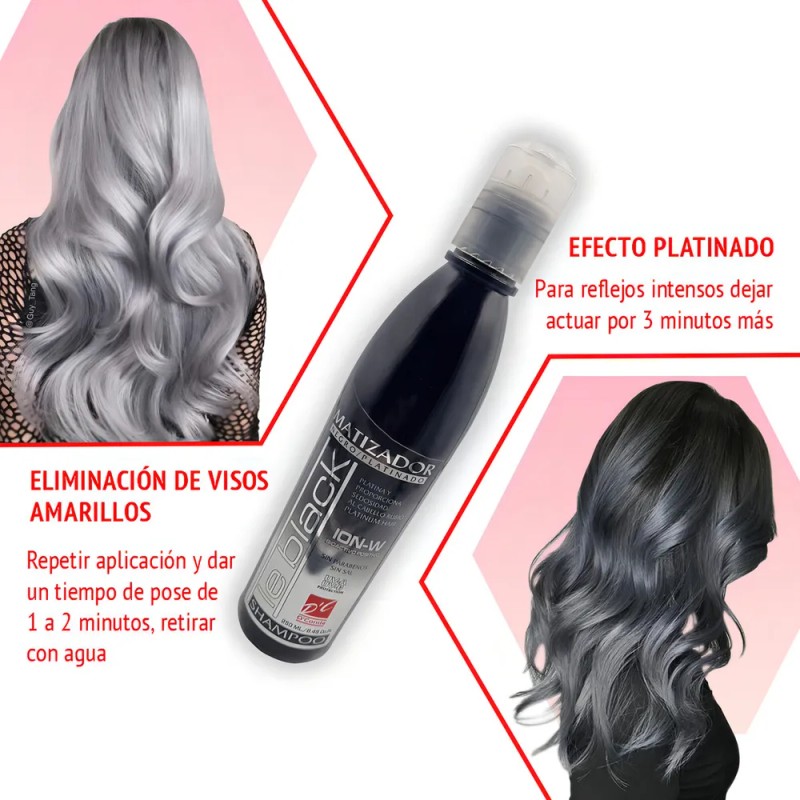 Shampoo Matizador Le Black Negro - Cabello Gris Plata +