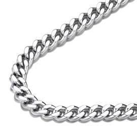 FindChic Mens Chains Stainless Steel Curb Chain Necklace Thick 7MM Cuban Link Chains for Men Women Boys 22inch