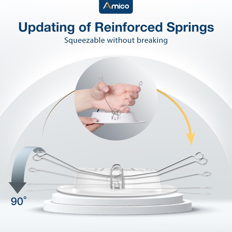 Amico Recessed Lighting 5/6 Inch, 12 Pack 5CCT Flat LED