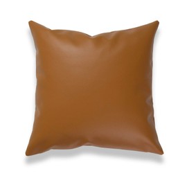 Faux Leather Pillow Cover, Modern Design, Camel, 18"x18"