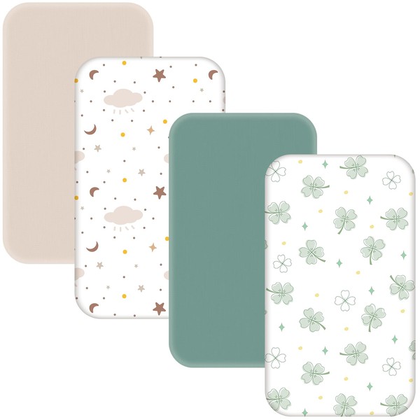 4 Pack Bassinet Sheets - 33"x20" Bedside Bassinet Sheets for