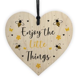 RED OCEAN Cute Garden Sign Hanging Heart Enjoy The Little Things Home Decor Garden Decor