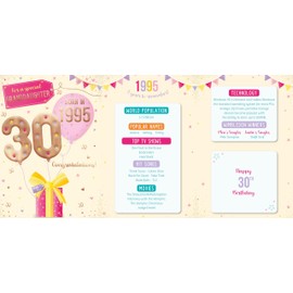 ICG 2025 Granddaughter 30th Birthday Card - Happy Birthday Year You Were Born Card with Born in 1995 Balloons and Stars Design and Special Finishes - Birthday Cards for Women