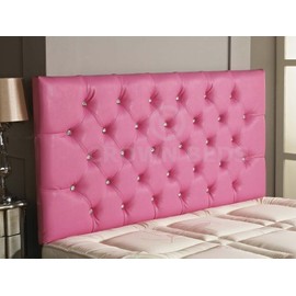 CROWNBEDSUK DIAMANTE FAUX LEATHER HEADBOARD (PINK, 4FT)