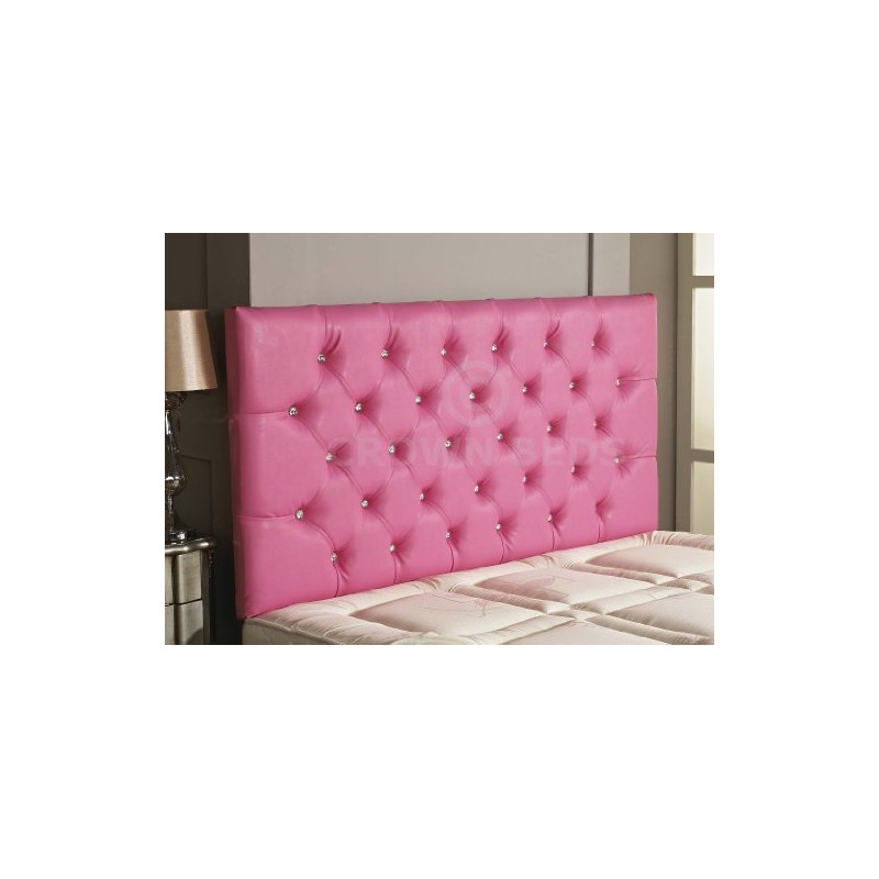 CROWNBEDSUK DIAMANTE FAUX LEATHER HEADBOARD (PINK, 4FT)