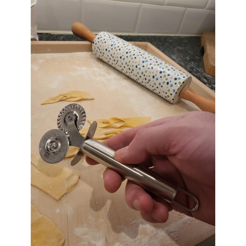 Pastry Ravioli Cutter Dual-Wheel Stainless Steel Pasta Proffessional Craftsmanship Baking