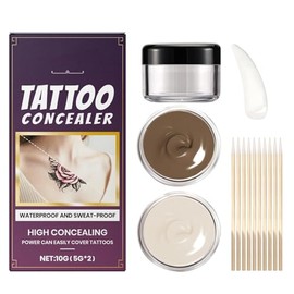 Kit Profesional de Cobertura para Tatuajes, Maquillaje Corrector | Para Cara y Cuerpo, Cubre Fácilmente Los Tatuajes, Aplicación Suave, Tono Natural, 