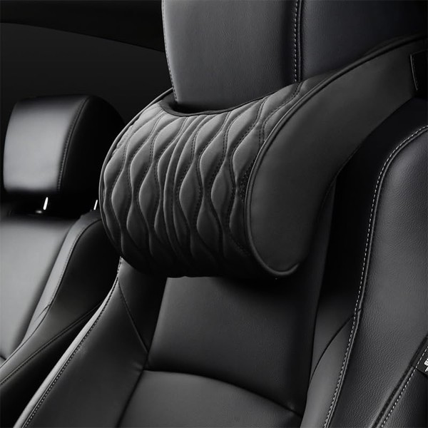 IIOHOII Memory Sponge Car Headrest, Leather Embroidered Seat Support Pad