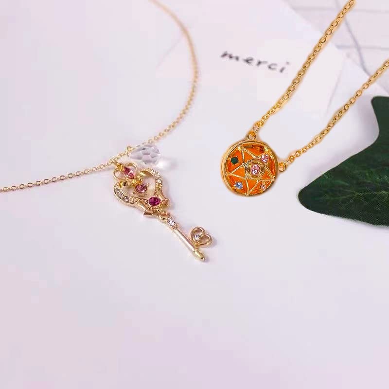 Sailor Moon Necklace Women's Key of Time Crystal Star Compact