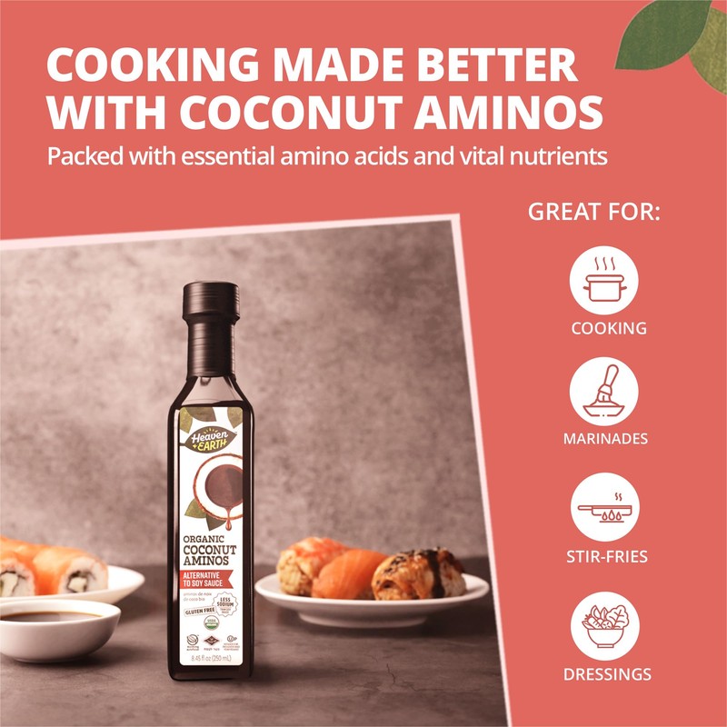 Heaven & Earth Organic Coconut Aminos, 8.4 oz (3 Pack)