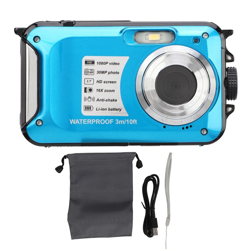 Waterproof Digital Camera 1080P 30MP 16X 10FT Underwater Camera for