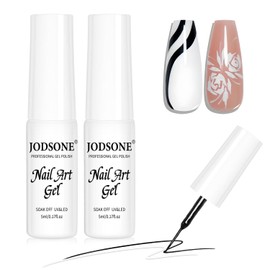 JODSONE Nail Art Gel Liner 2 Colors White Black Gel Nail polish Need U V Lamp Cured with Thin Brush at Home Salon Design
