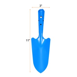 sourcing map 4pcs Mini Colorful Metal Hand Shovel 11" x 3" Digging Trowel Set Transplanting Garden Tools for Flower Soil Digging Planting Weeding Transplanting Garden, Blue
