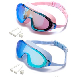 Seasprint Swim Goggles，Wide Angle Anti-fog and UV Leak Proof Goggles，Fashion Swim Glasses for Men Women (Dazzling Mirror(Blue+Pink))