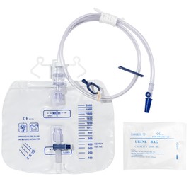 BeHerk 2000mL Catheter Bags for Men and Women 10 Pack Professional Urinary Drainage Bags with Enhanced Anti-Reflux Drip Chamber, 48” Thickened Drainage Tube, Adjustable Clips & Hanging Hook