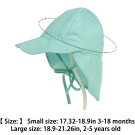 MUNSKT Children's Sun Hat, Baby Sun Hat with Adjustable Chin Strap and Neck Flap, UPF 50+ UV Protection, Breathable, Quick-Drying Mesh Fabric for Toddlers, Green, L
