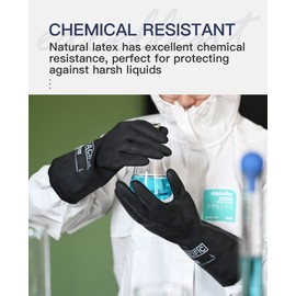 PACIFIC PPE Chemical Resistant Gloves, Heavy Duty Industrial Rubber Gloves, Resist Acid, Alkali and Oil, 12.6", Medium