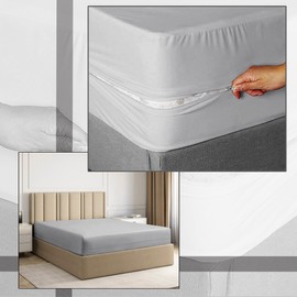 Pure Eco - Sábana bajera ajustable con cierre tamaño matrimonial (54 x 75), sábana bajera ajustable 100% microfibra, 1 pieza de bolsillo profundo de 12 pulgadas, súper suave, cómoda y fácil de poner