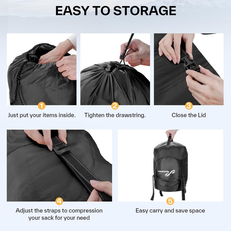 Sportneer Nylon Compression Stuff Sack for Sleeping Bag, Sleeping Bag