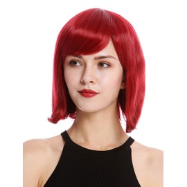 WIG ME UP - YZF-4366-M130M Women's Wig Short Shoulder Length Bob Longbob Fringe Straight Red Ruby Red