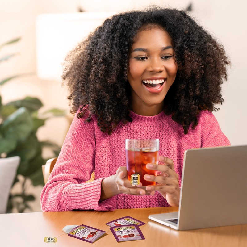 Twinings Pomegranate & Raspberry Herbal Tea Individually Wrapped Bags, 20