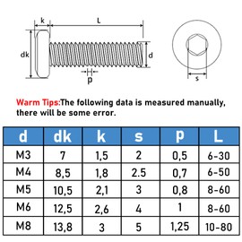 GUEEYUAW Pack of 12 M6 x 50mm Screws Black 304 Stainless Steel A2 V2A Hex Socket Flat Head Screws with Hex Key Can Be Used Outdoors