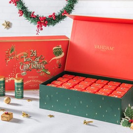 VAHDAM, Christmas Tea Gift Set | Christmas Teas Gift Box - 17.6oz/500g | 24 Varieties of Teas in a Holiday Gift Box | 100% Natural Ingredients | Christmas Gifts for Women & Men | Festive Gift Set