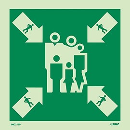 NMC National Marker Corp. IMO219P IMO, Symbol, Assembly/Muster Station, 6 Inch X 6 Inch, Glow Vinyl Laminated