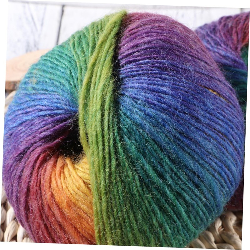 Tofficu 2pcs Knitting Yarn Wool Super Chunky Rainbow Yarn for